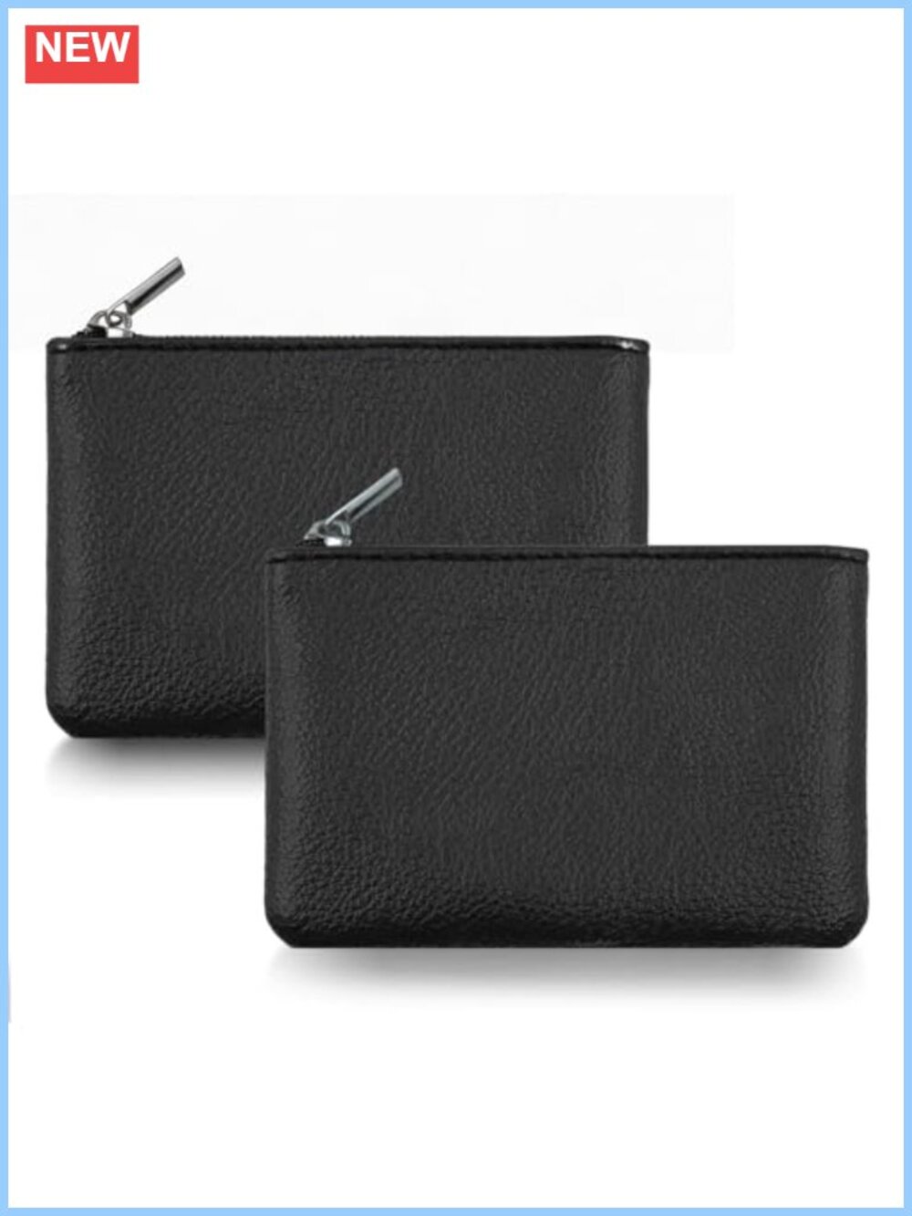 2 Pack PU Leather Coin Purse Zipper Pouch Mini Change Wallet Women